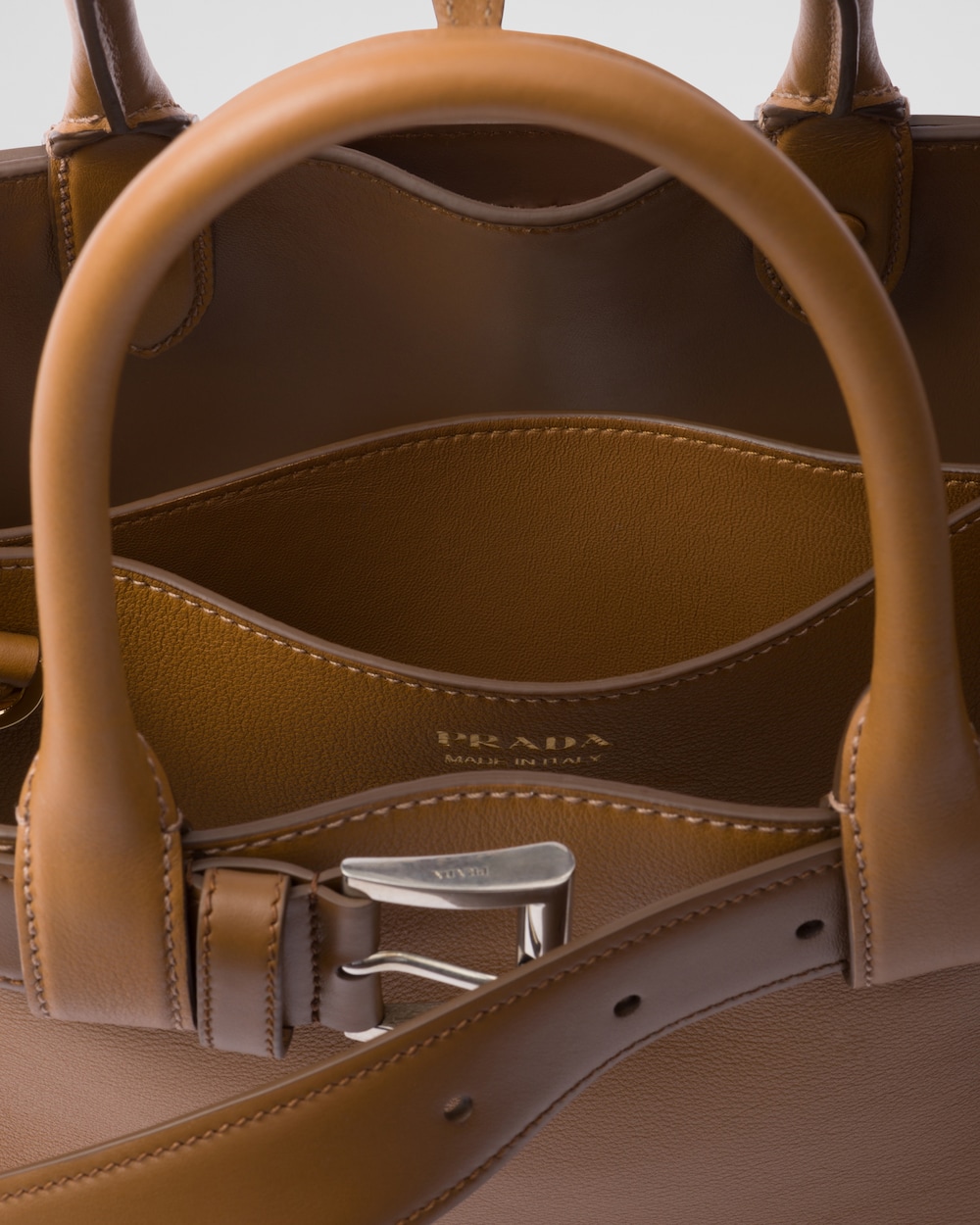 Prada Buckle Small Leather Handbag With Belt - Image 3